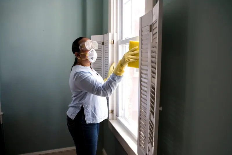 Professional garage door technician inspecting opener